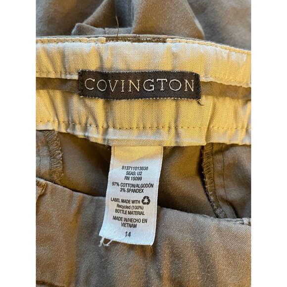 VINTAGE Y2K Covington Women's 14 Khaki Flat Front Chino Walking Shorts stretch - Picture 5 of 6